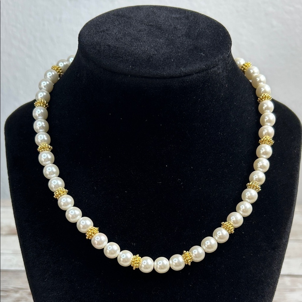 Napier Faux Pearl and Gold Necklace